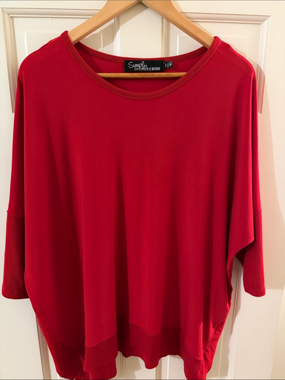 Sympli Red Women's Relaxed Scoop Neck Pullover